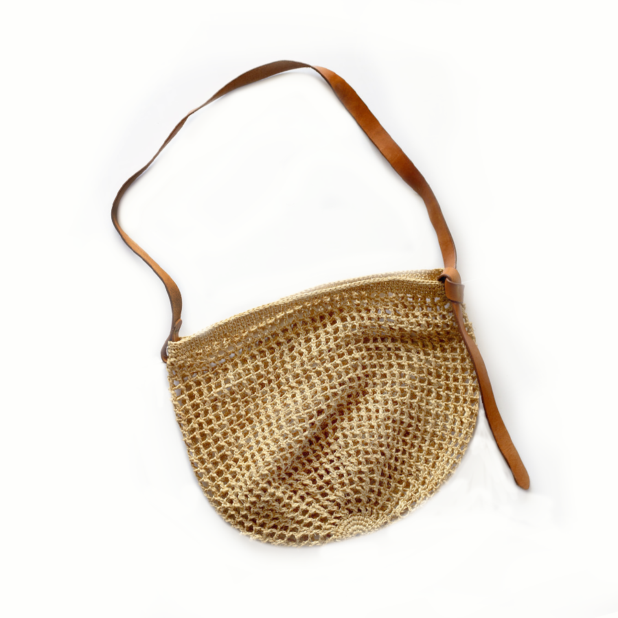 Maria Woven Market Bag | Leather Strap Made by Minga