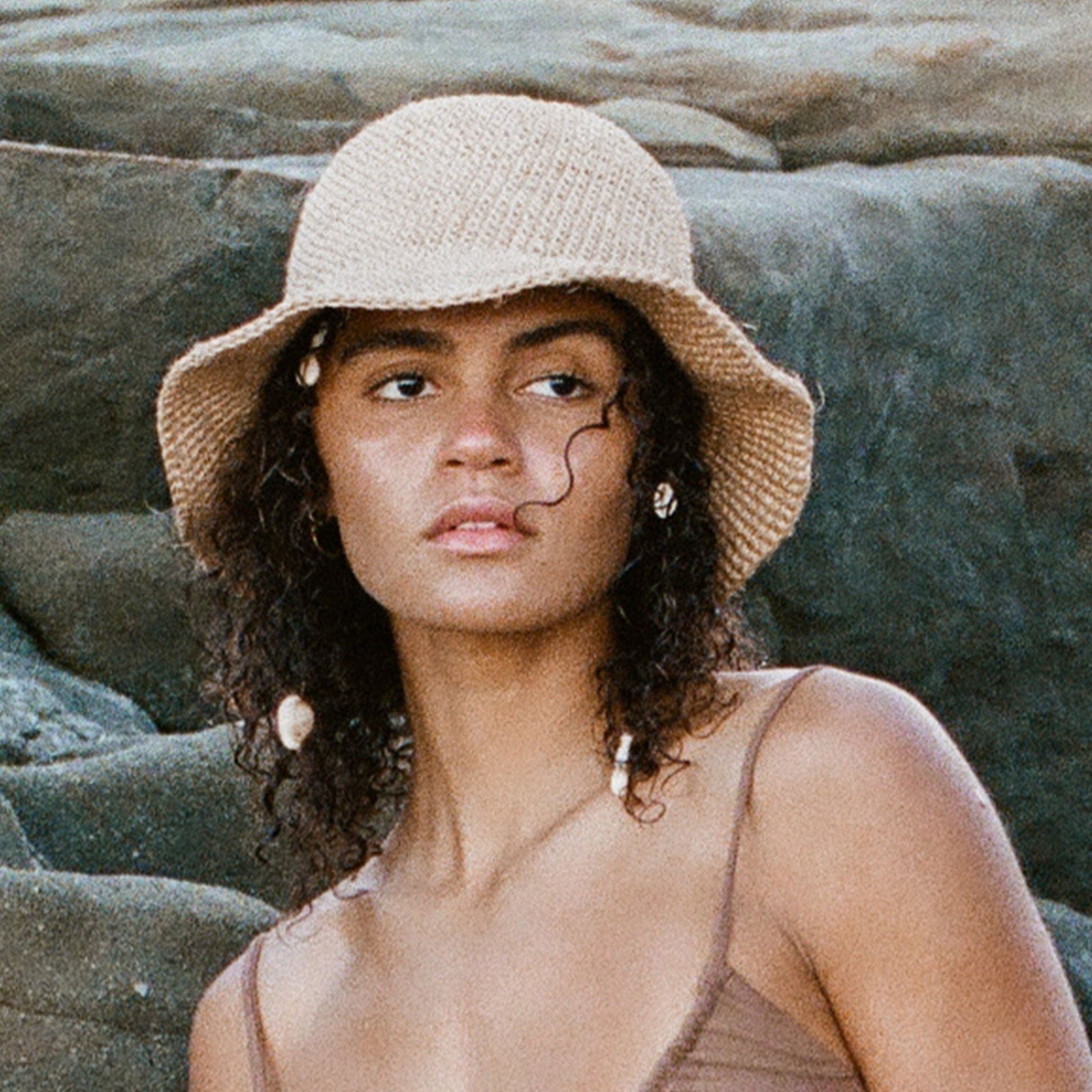 Summer Bucket Hat - Crocheted Natural Minga