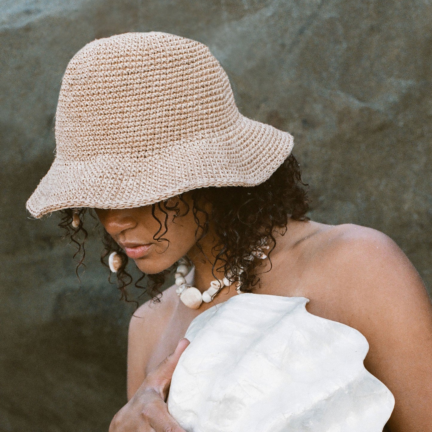 Summer Bucket Hat - Crocheted Natural Minga