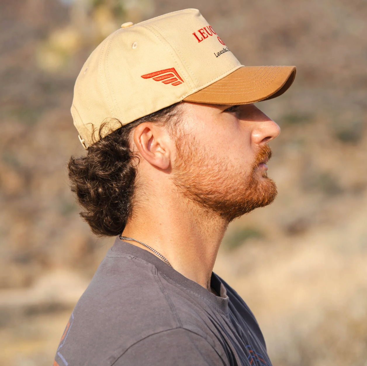Leucin' Good Snapback Tan/Red