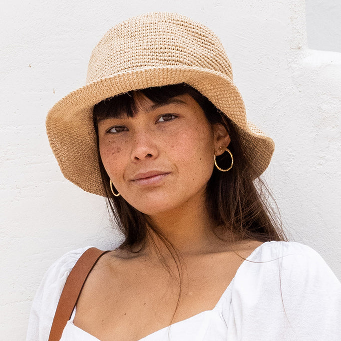 Summer Bucket Hat - Crocheted Natural Minga