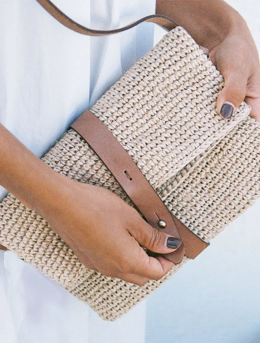 Rosa Woven Satchel Bag | Natural Minga